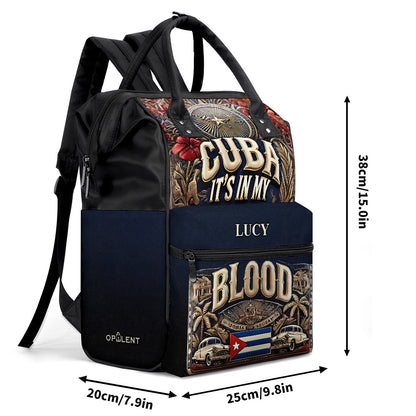 Cuba It's In My Blood (Black) - Large Capacity Backpack, Duckbilled Backpack BPCUB01