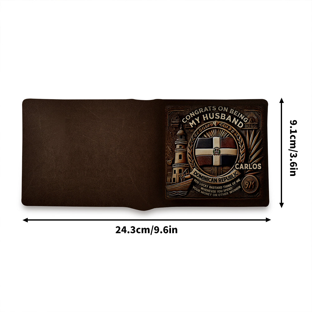 Dominican Republic - Personalized Leather Men Wallet DOM03W