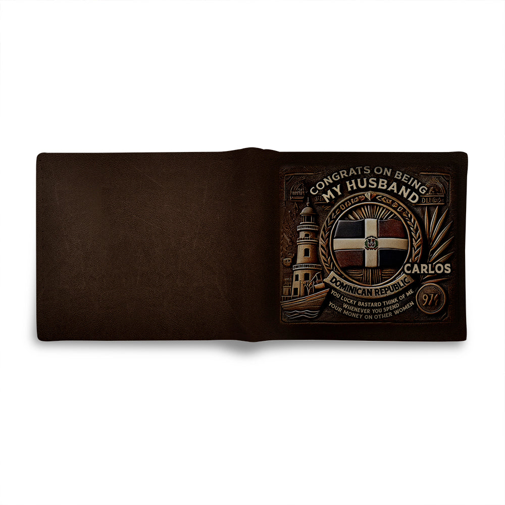 Dominican Republic - Personalized Leather Men Wallet DOM03W