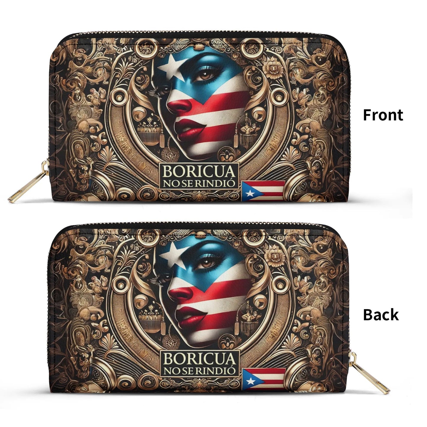 Boricua no se Rindió - Personalized Leather Clutch Purse BOR10C