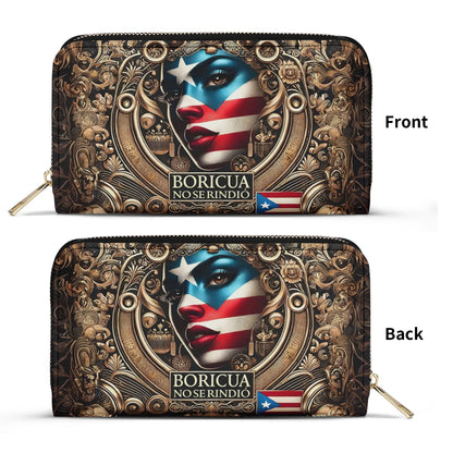 Boricua no se Rindió - Personalized Leather Clutch Purse BOR10C