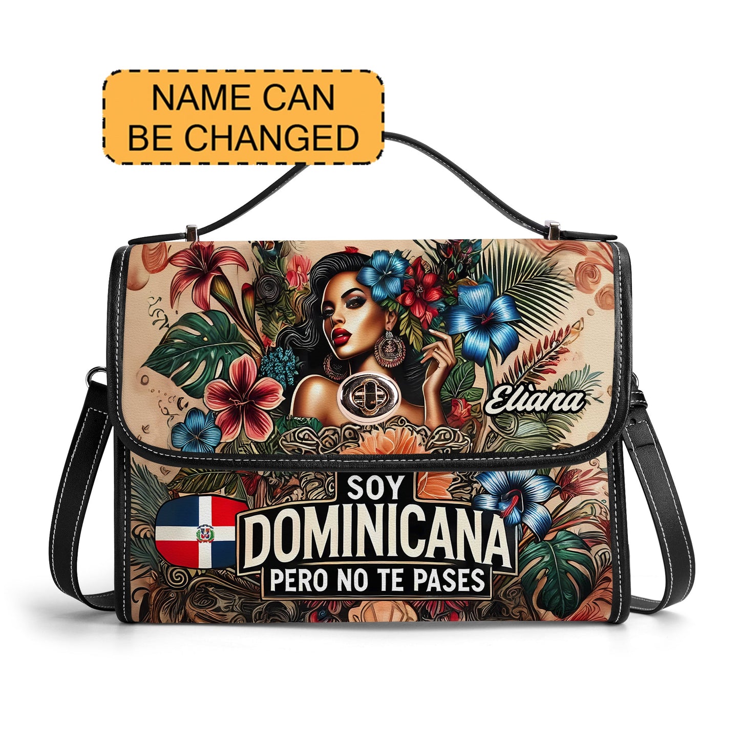 Soy Dominicana pero no te pases - Personalized Leather Satchel Bag DOM05S4