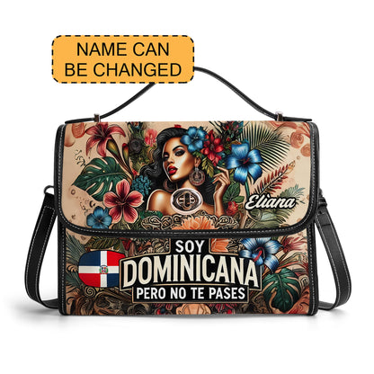 Soy Dominicana pero no te pases - Personalized Leather Satchel Bag DOM05S4