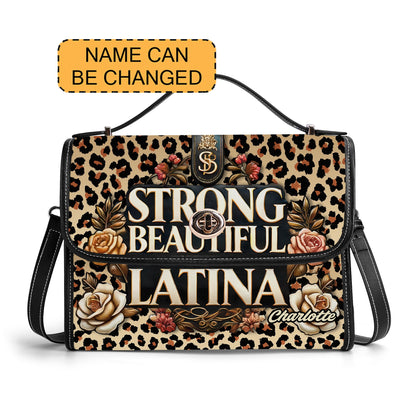 Strong Beautiful Latina - Personalized Leather Satchel Bag LAT08S4