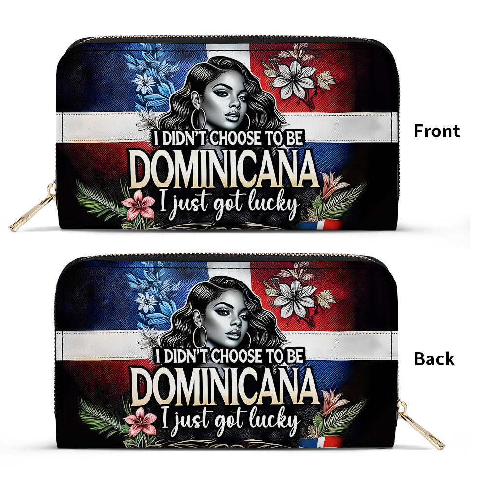 I didn't choose to be DOMINICANA. I just got lucky- Personalized Leather Clutch Purse - Customize Gift For Her DOM08C