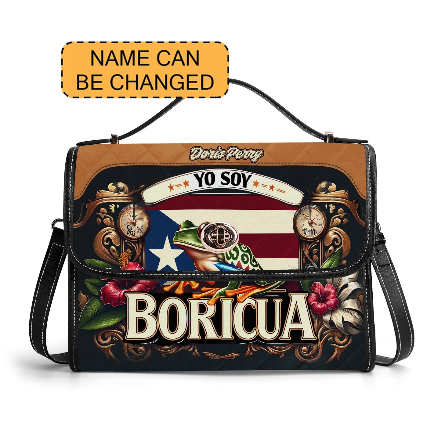 Yo soy Boricua - Personalized Leather Satchel Bag BOR06S4