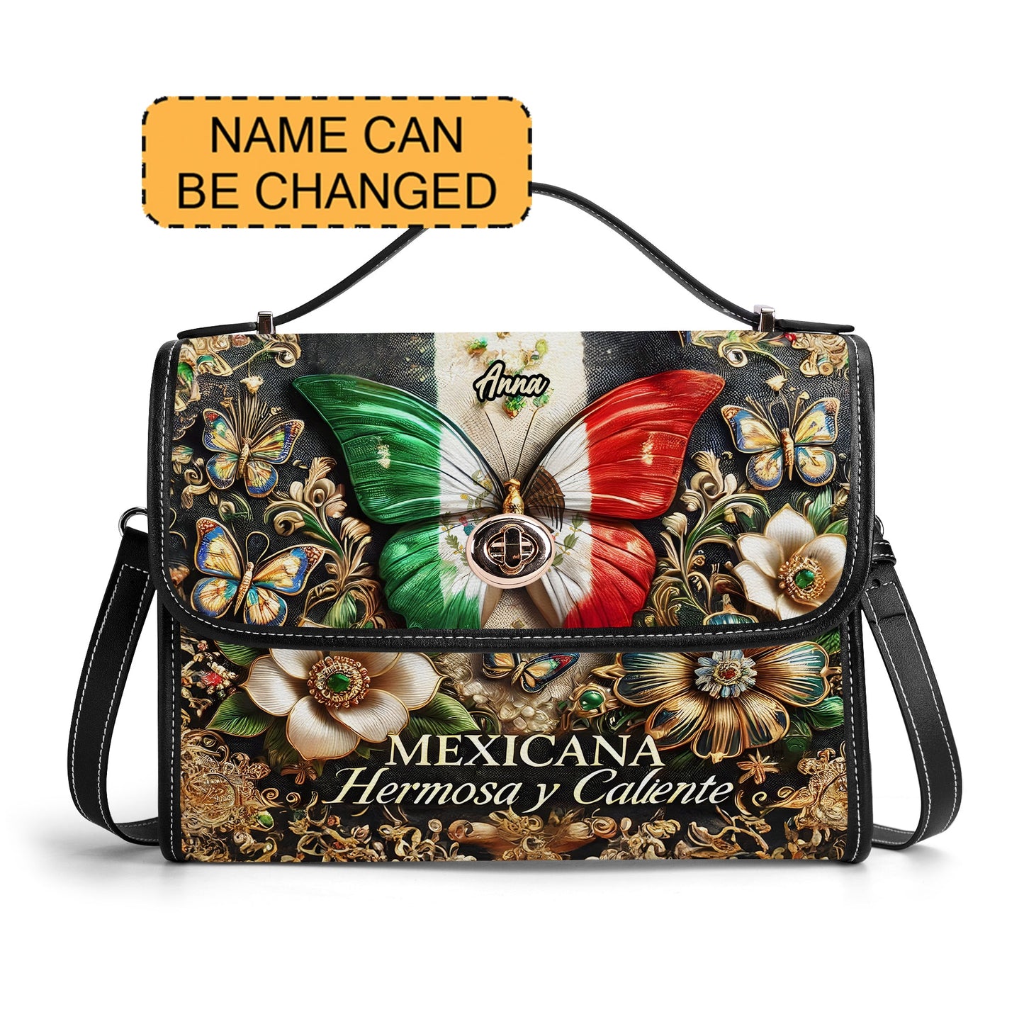 Mexicana hermosa y caliente - Personalized Leather Satchel Bag MEX05S4