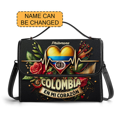 Colombia En Mi Corazón - Personalized Leather Satchel Bag COL03S4