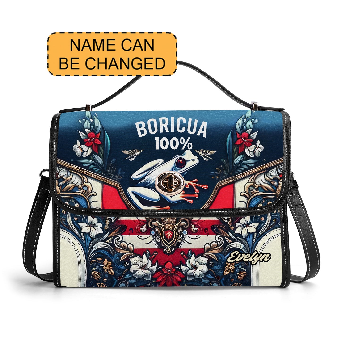 Boricua 100% - Personalized Leather Satchel Bag BOR08S4