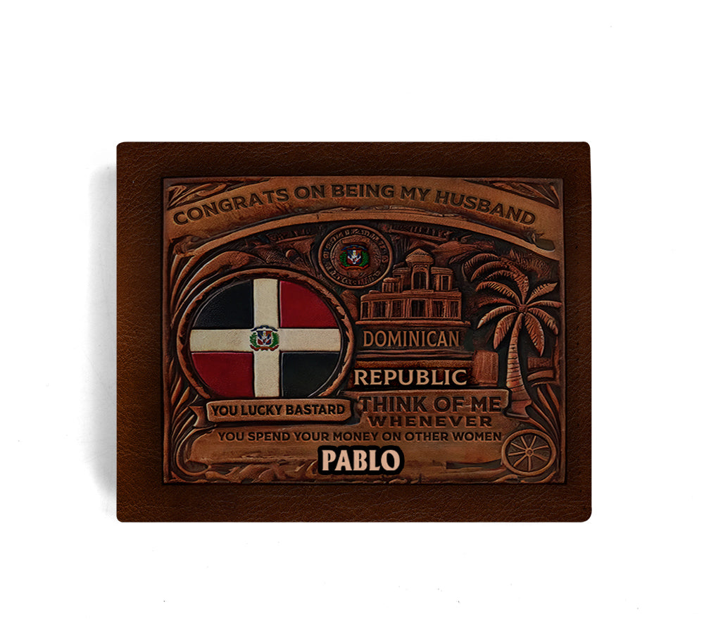 Dominican Republic - Personalized Leather Men Wallet DOM02W