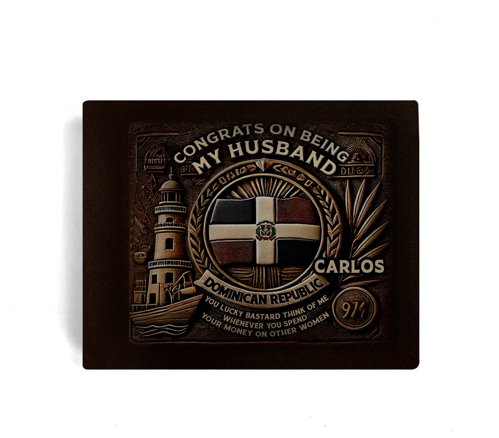 Dominican Republic - Personalized Leather Men Wallet DOM03W