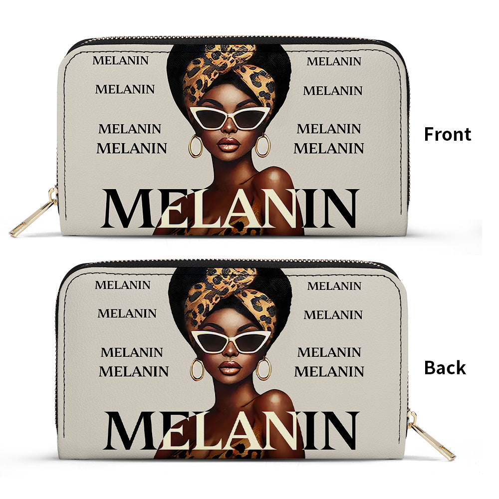 MELANIN. I just got lucky- Personalized Leather Clutch Purse - Customize Gift For Her BLQ13C