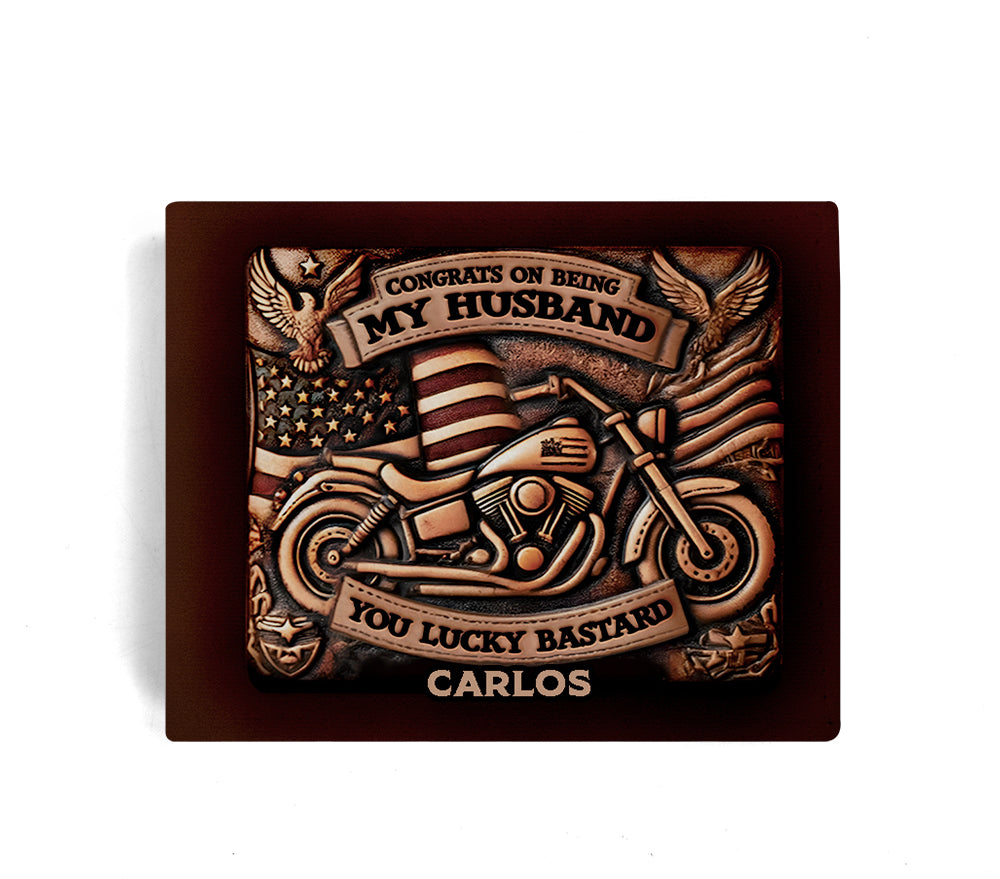 America - Personalized Leather Men Wallet US01W