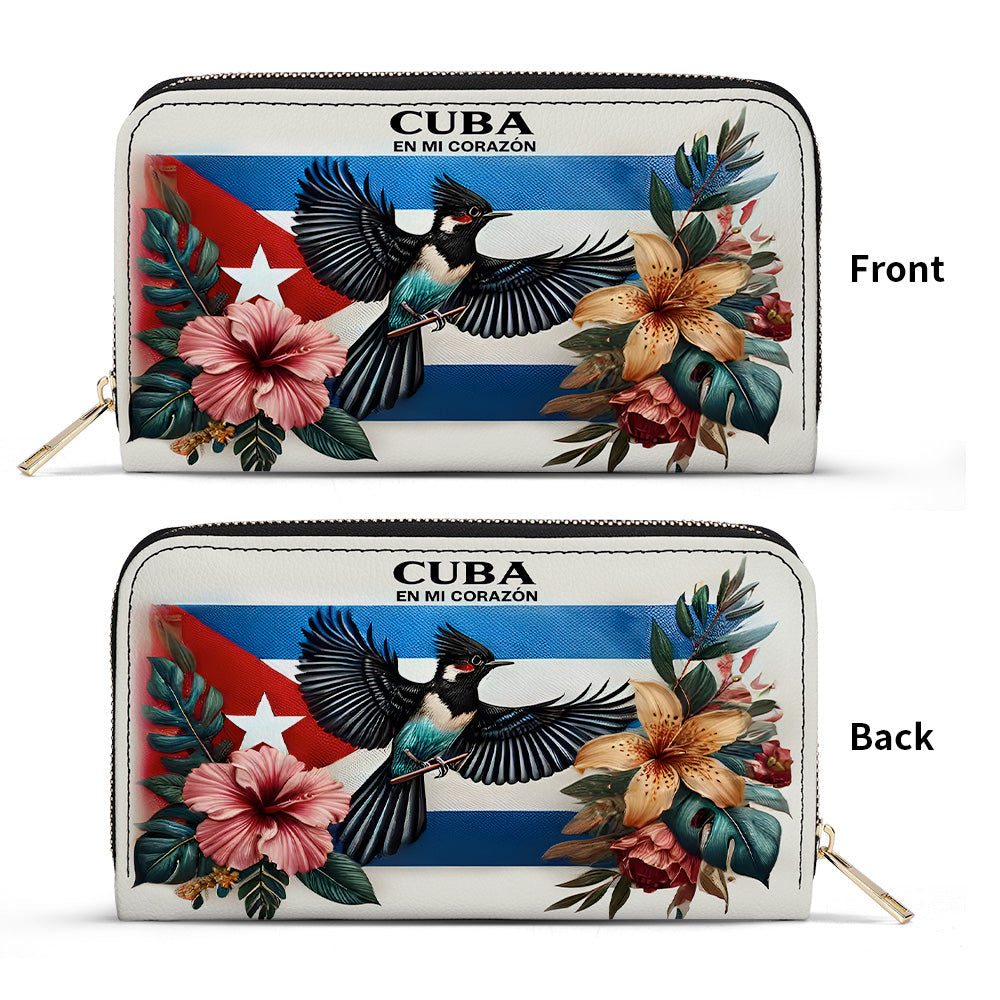 Cuba en mi Corazón - Personalized Leather Clutch Purse CUB02C