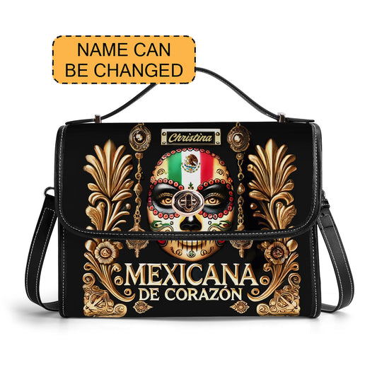 Mexicana de corazón - Personalized Leather Satchel Bag MEX04S4