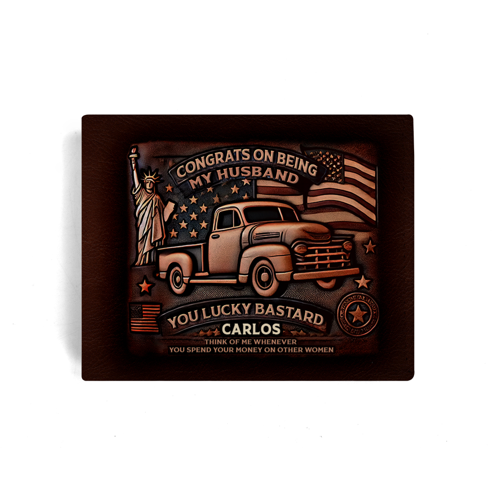 America - Personalized Leather Men Wallet US02W