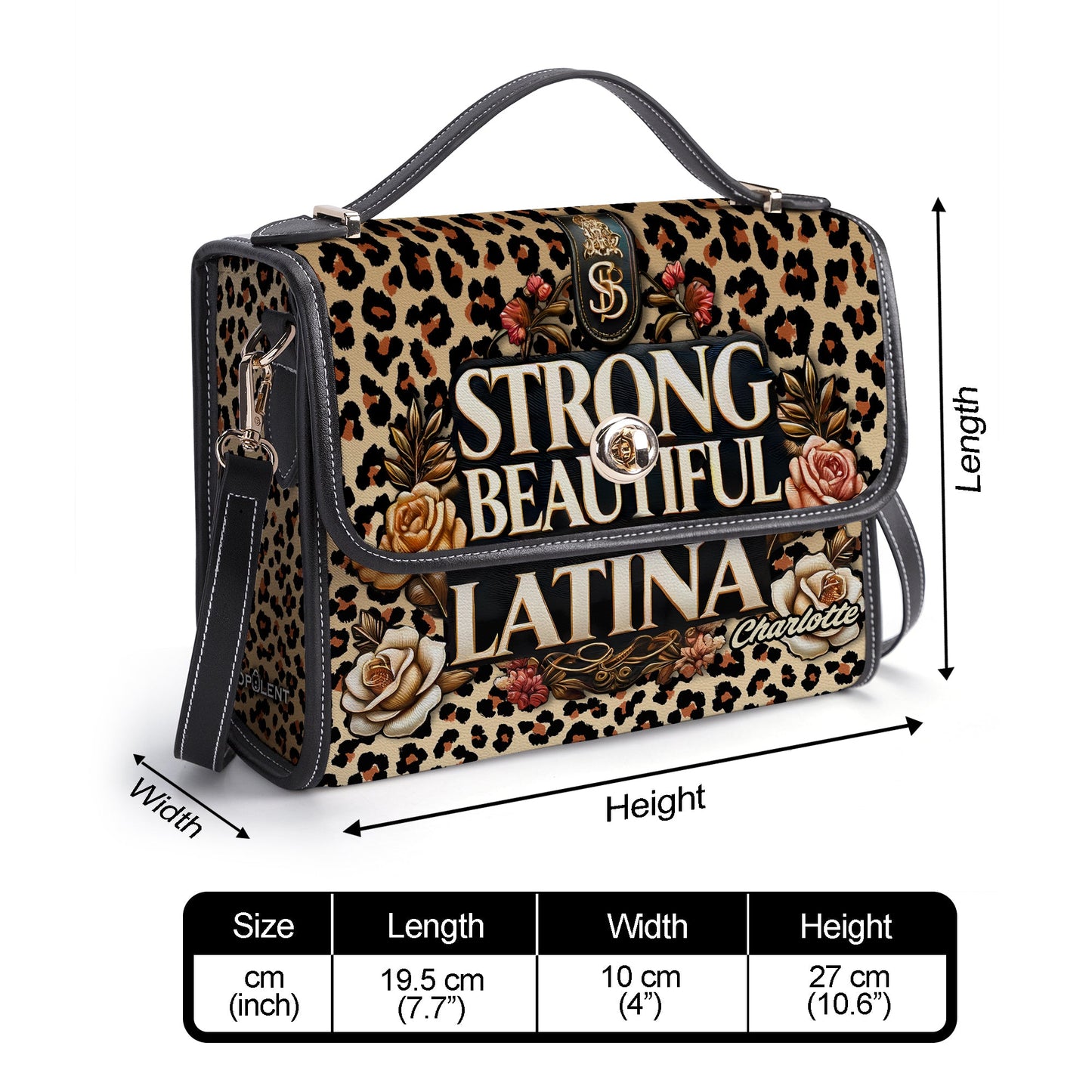 Strong Beautiful Latina - Personalized Leather Satchel Bag LAT08S4