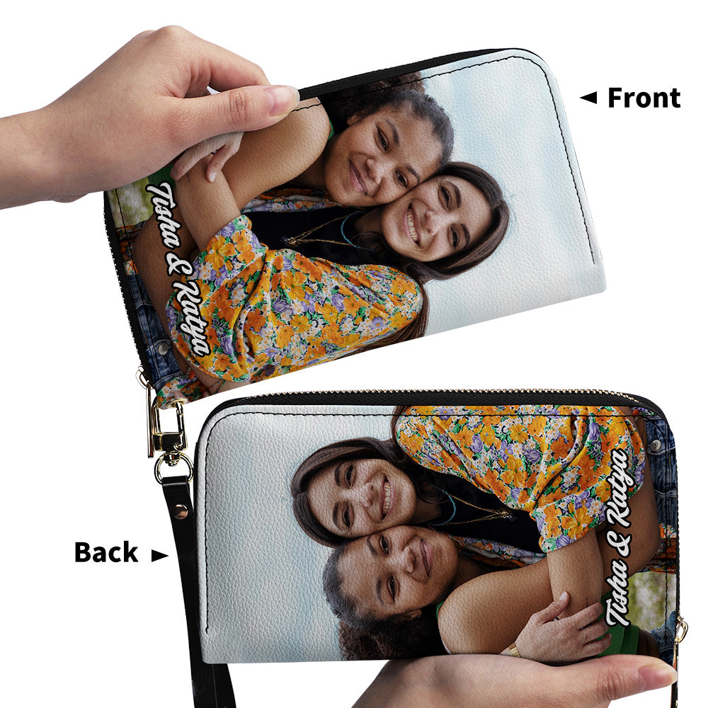 Clutch Wallet with your photo - Personalized Leather Clutch Purse PHO01C