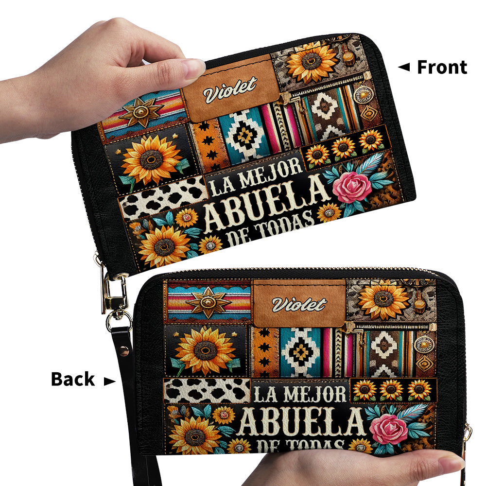 ABUELA - Personalized Leather Clutch Purse ABU01C