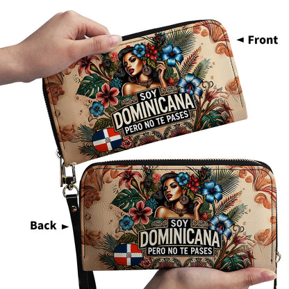 Soy Dominicana pero no te pases- Personalized Leather Clutch Purse - Customize Gift For Her DOM05C