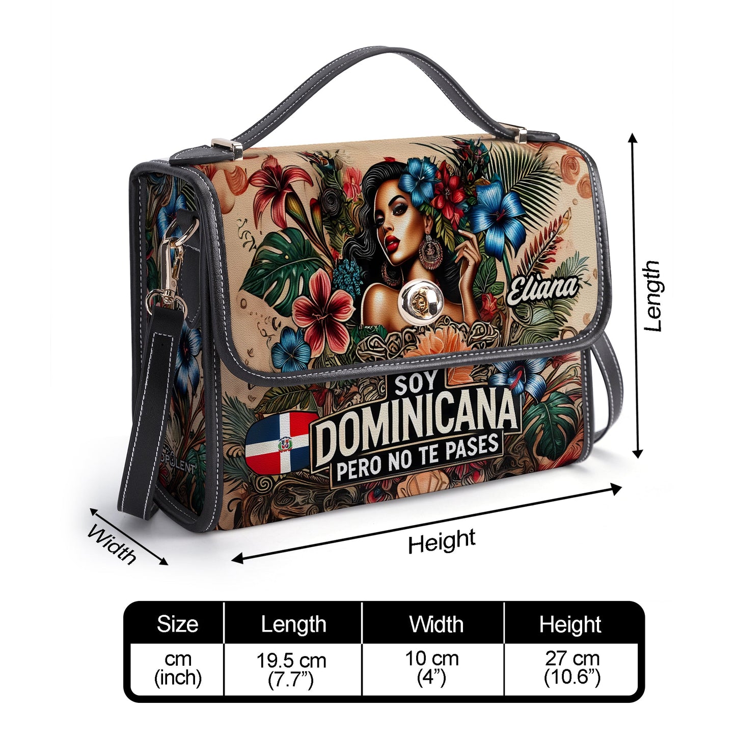 Soy Dominicana pero no te pases - Personalized Leather Satchel Bag DOM05S4