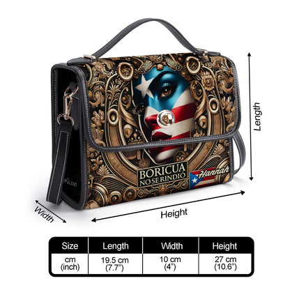 Boricua no se Rindió - Personalized Leather Satchel Bag BOR10S4