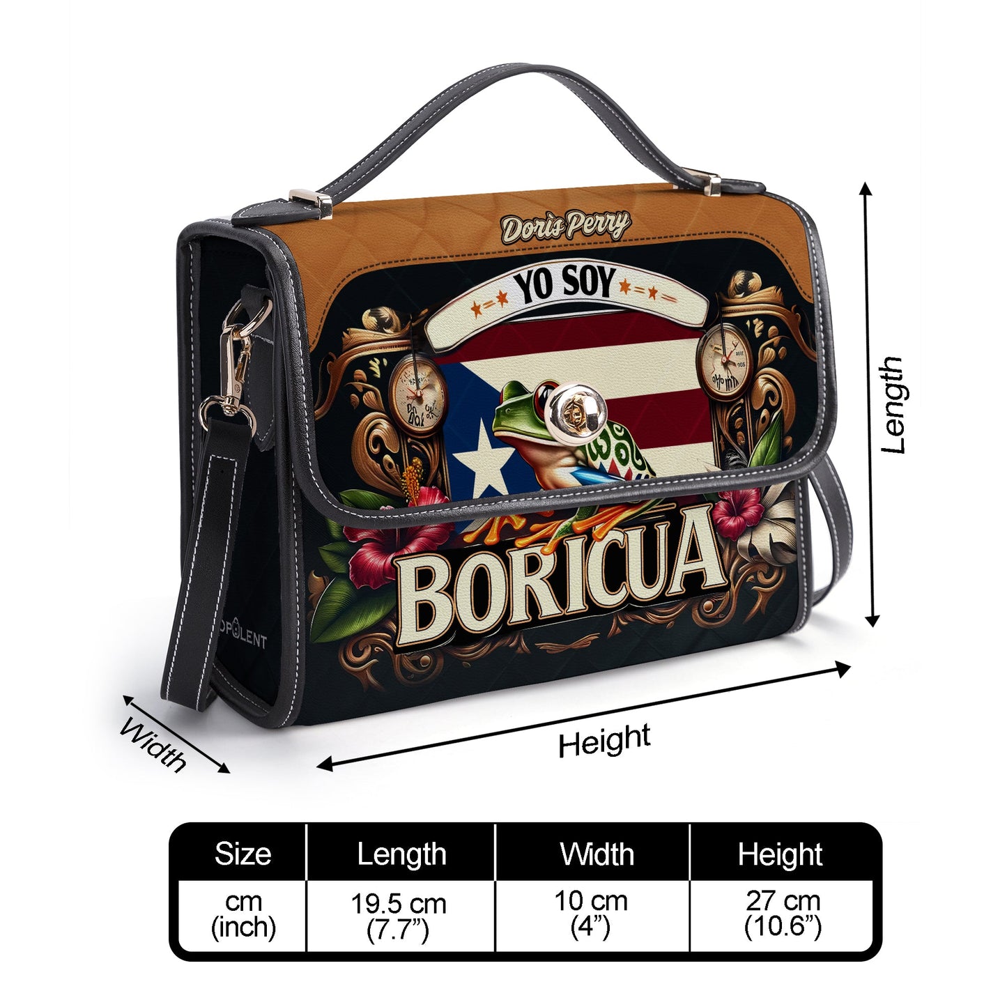 Yo soy Boricua - Personalized Leather Satchel Bag BOR06S4