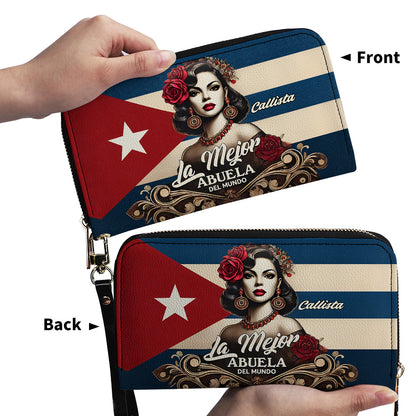 La Mejor Abuela Del Mundo - Personalized Leather Clutch Purse CUB03C