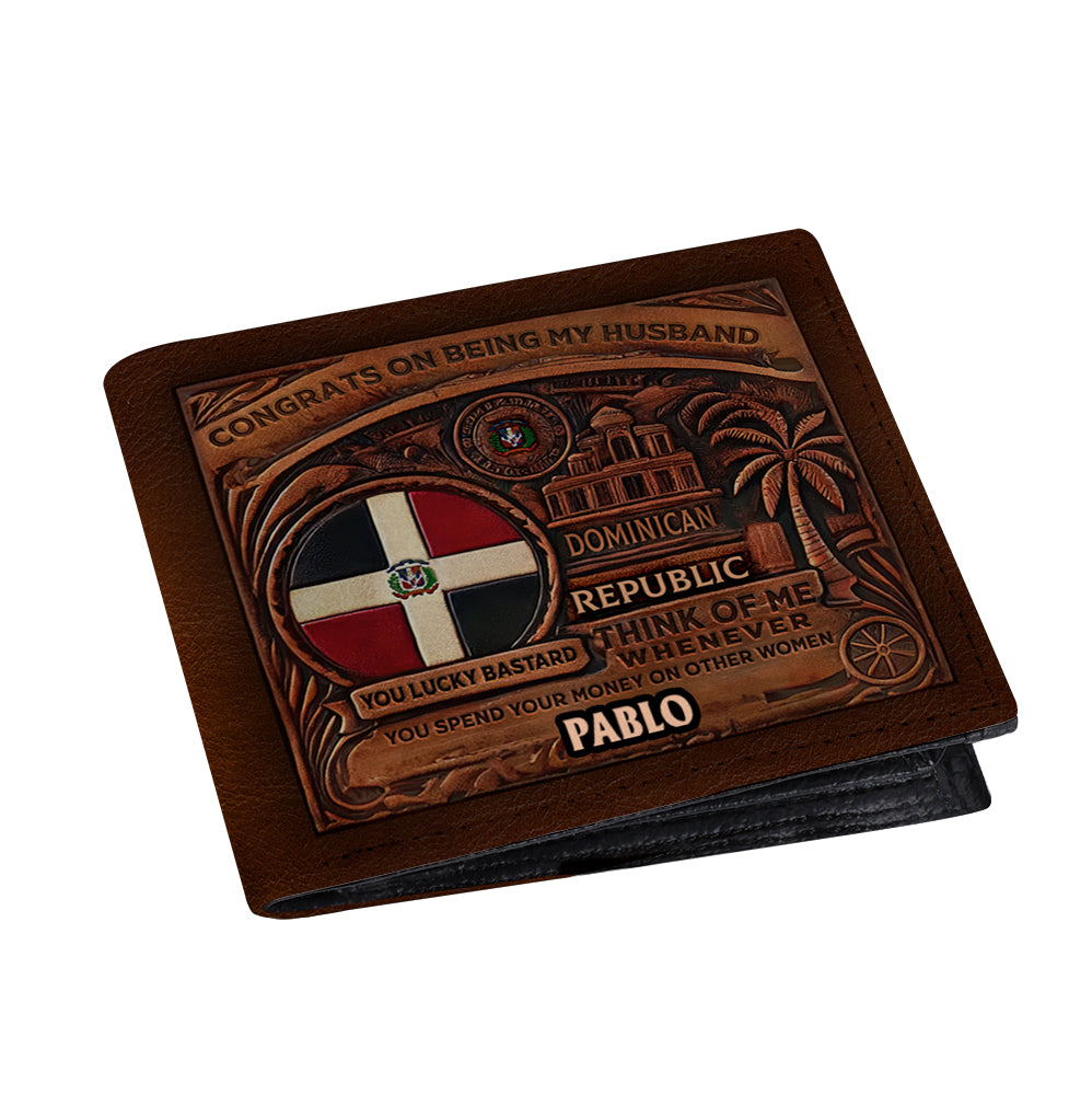 Dominican Republic - Personalized Leather Men Wallet DOM02W