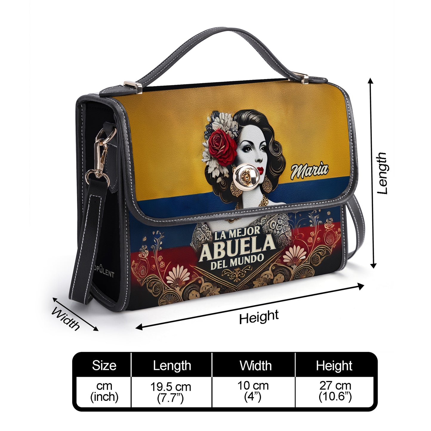 La Mejor Abuela Del Mundo - Personalized Leather Satchel Bag COL04S4