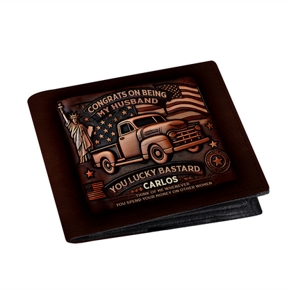 America - Personalized Leather Men Wallet US02W