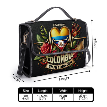 Colombia En Mi Corazón - Personalized Leather Satchel Bag COL03S4