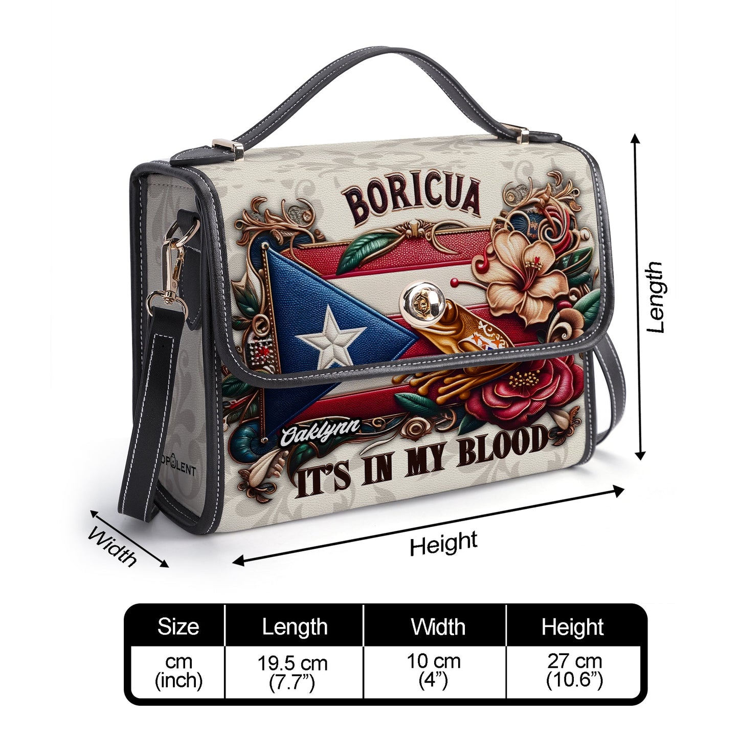 Boricua It's in my blood - Personalized Leather Satchel Bag BOR01BS4