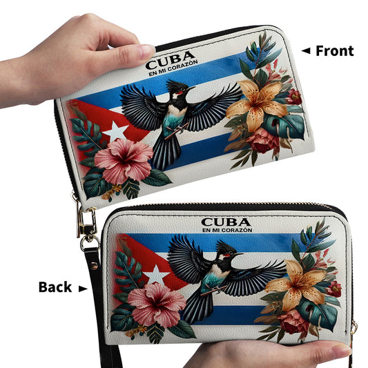 Cuba en mi Corazón - Personalized Leather Clutch Purse CUB02C