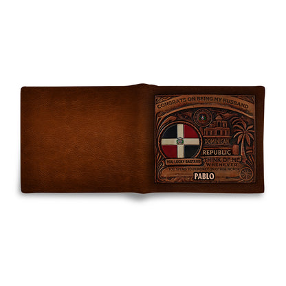 Dominican Republic - Personalized Leather Men Wallet DOM02W