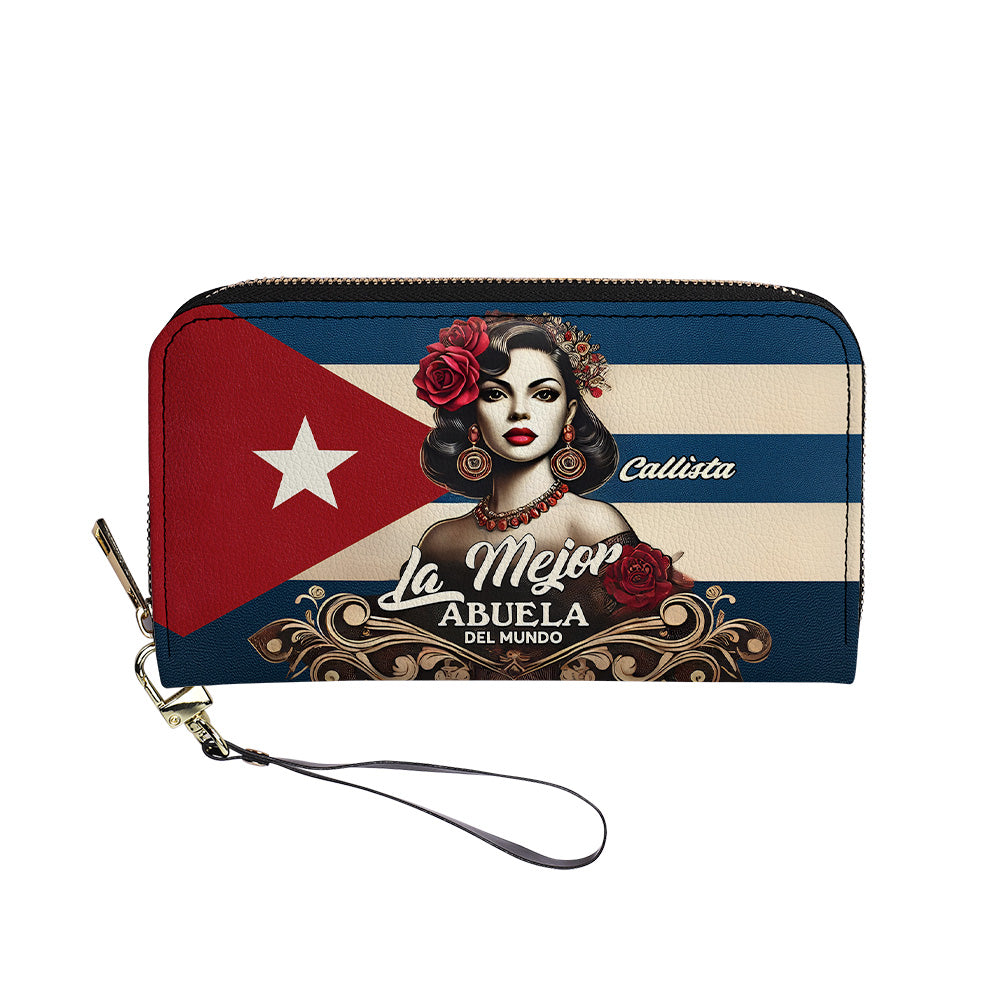 La Mejor Abuela Del Mundo - Personalized Leather Clutch Purse CUB03C