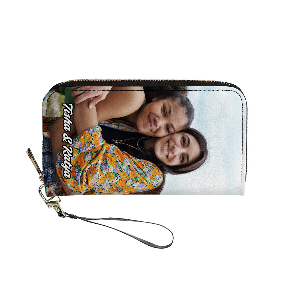 Clutch Wallet with your photo - Personalized Leather Clutch Purse PHO01C