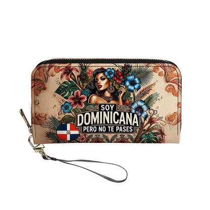 Soy Dominicana pero no te pases- Personalized Leather Clutch Purse - Customize Gift For Her DOM05C