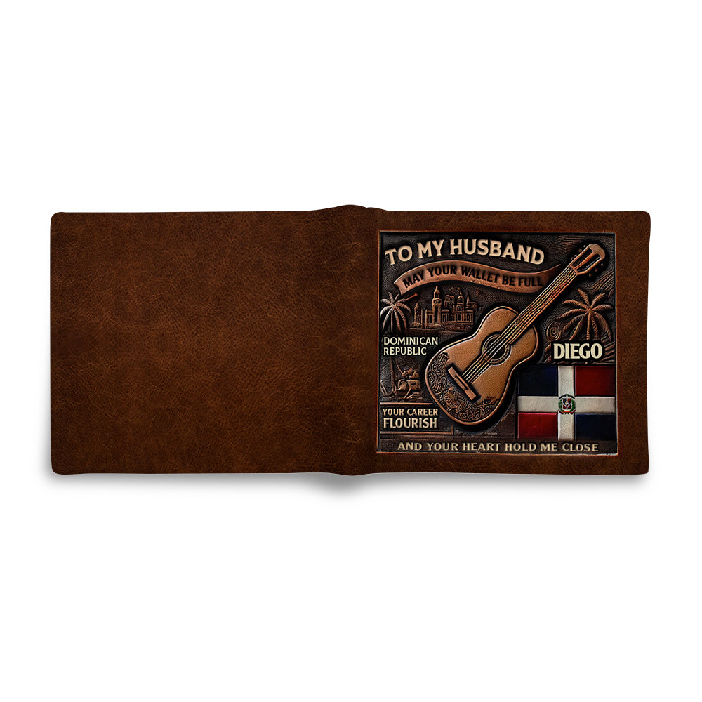 Dominican Republic - Personalized Leather Men Wallet DOM01W