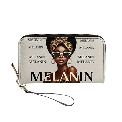 MELANIN. I just got lucky- Personalized Leather Clutch Purse - Customize Gift For Her BLQ13C