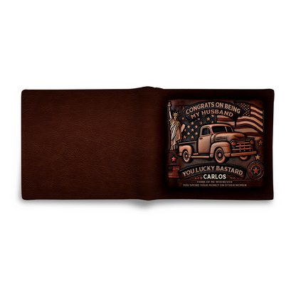 America - Personalized Leather Men Wallet US02W