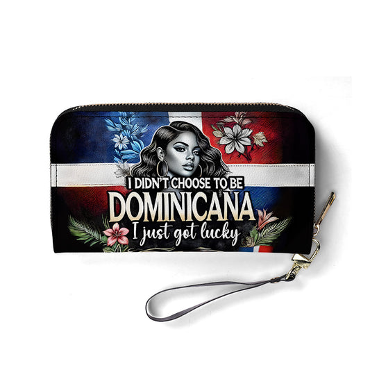 I didn't choose to be DOMINICANA. I just got lucky- Personalized Leather Clutch Purse - Customize Gift For Her DOM08C