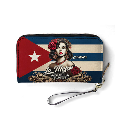 La Mejor Abuela Del Mundo - Personalized Leather Clutch Purse CUB03C