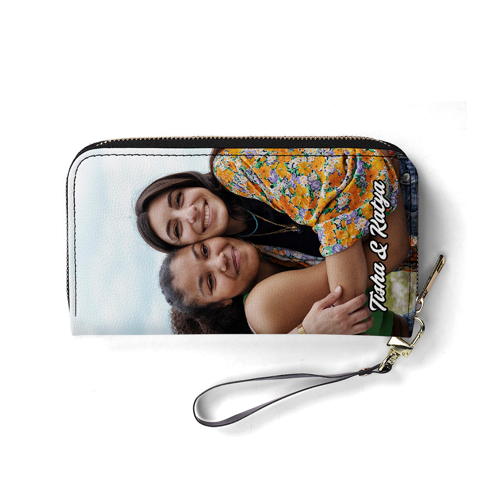 Clutch Wallet with your photo - Personalized Leather Clutch Purse PHO01C