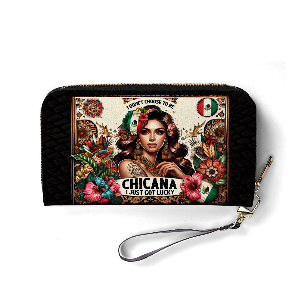 I didn't choose to be Chicana. It just got Lucky - Personalized Leather Clutch Purse LAT05C