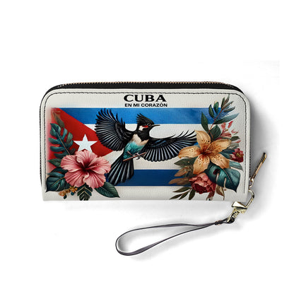 Cuba en mi Corazón - Personalized Leather Clutch Purse CUB02C