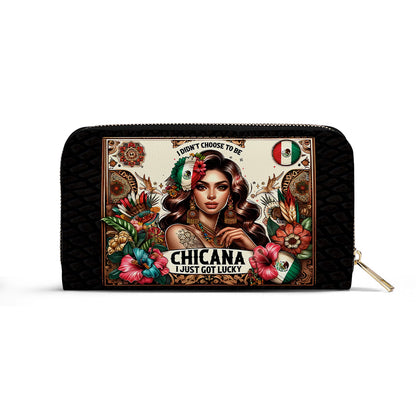 I didn't choose to be Chicana. It just got Lucky - Personalized Leather Clutch Purse LAT05C