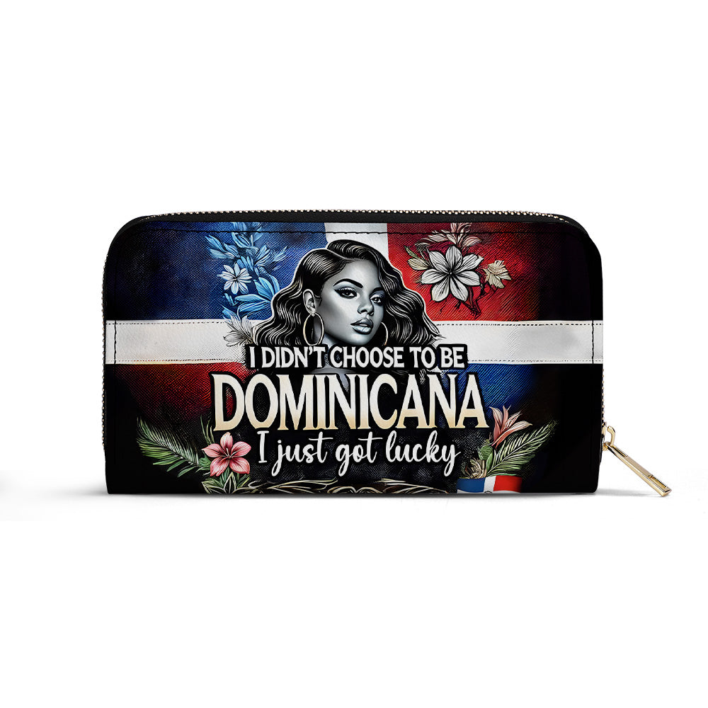 I didn't choose to be DOMINICANA. I just got lucky- Personalized Leather Clutch Purse - Customize Gift For Her DOM08C