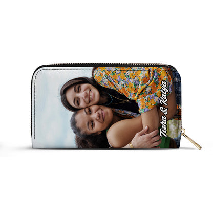 Clutch Wallet with your photo - Personalized Leather Clutch Purse PHO01C