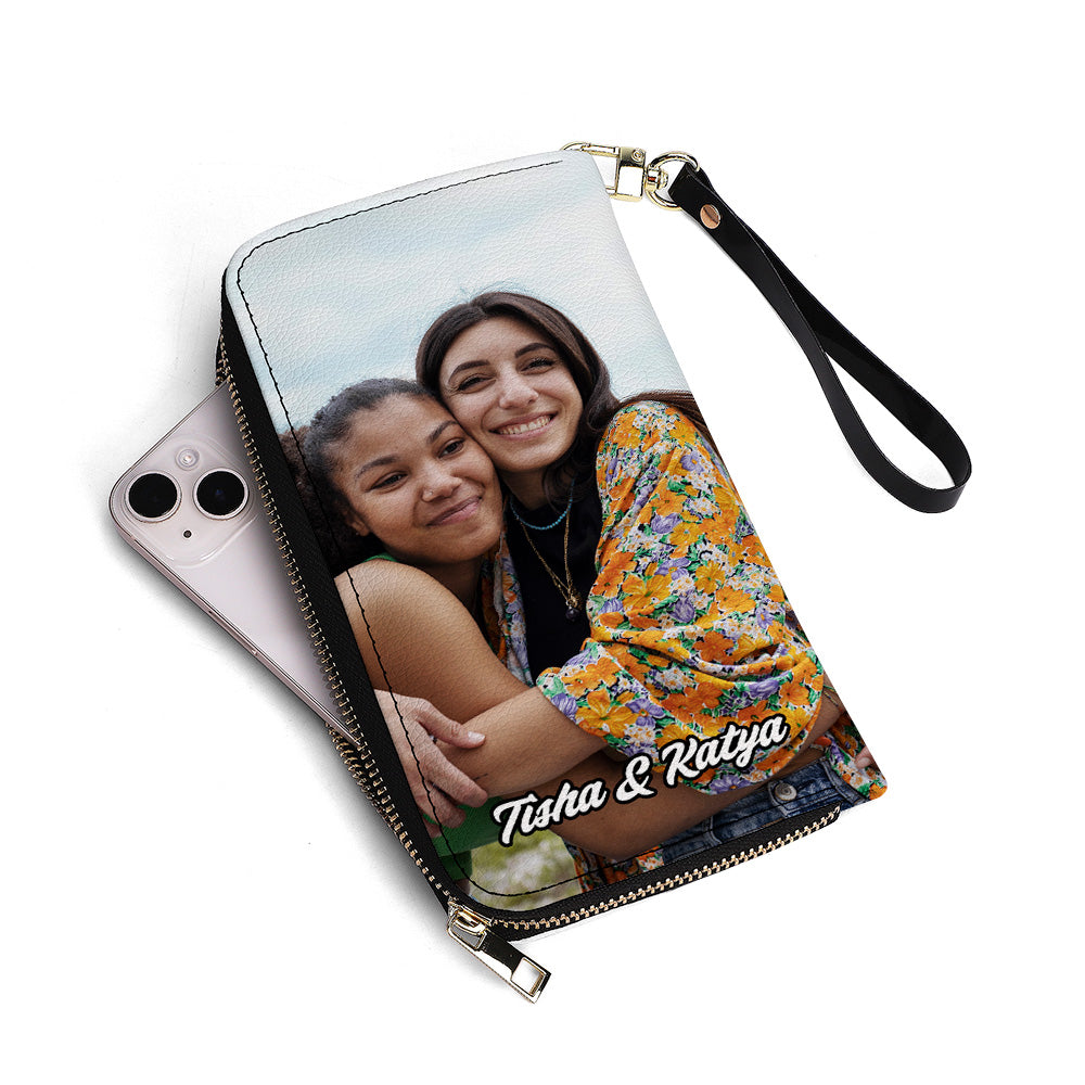 Clutch Wallet with your photo - Personalized Leather Clutch Purse PHO01C